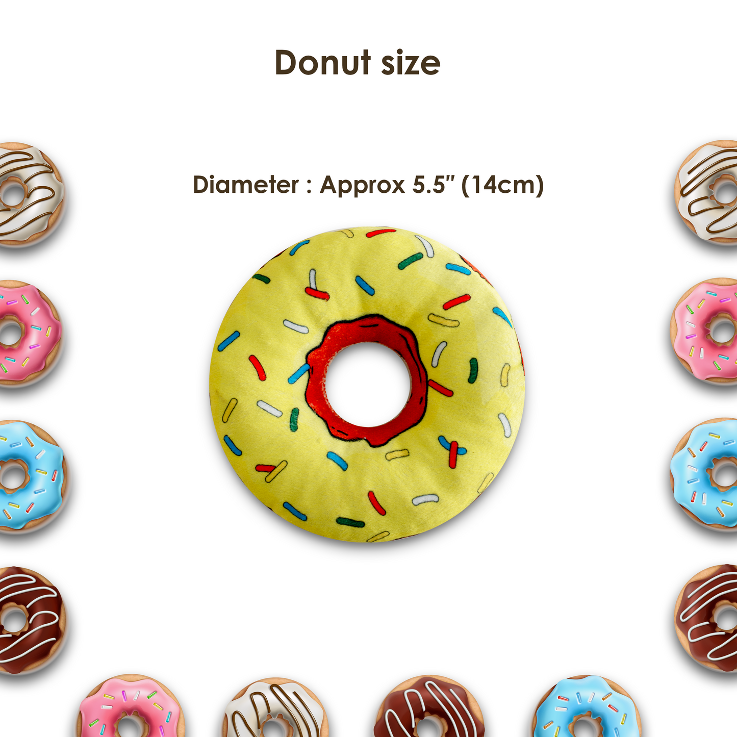 Yellow donut with colourful sprinkles