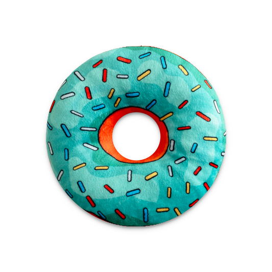Green donut with colorful sprinkles