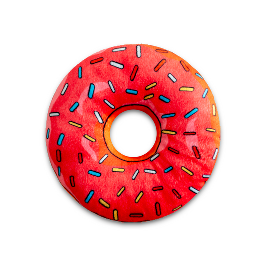 Fuchsia donut with colorful sprinkles