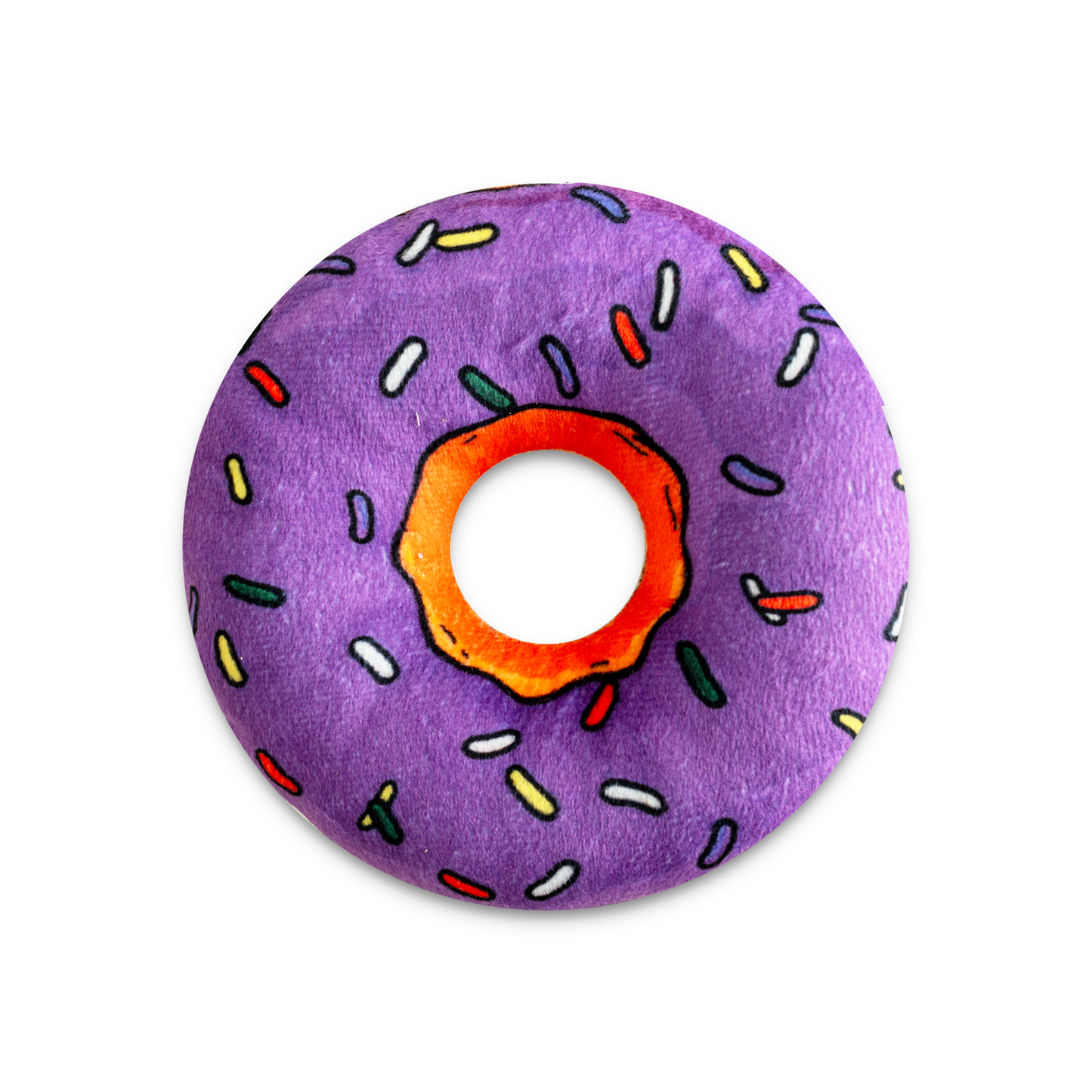 Purple donut with colorful sprinkles