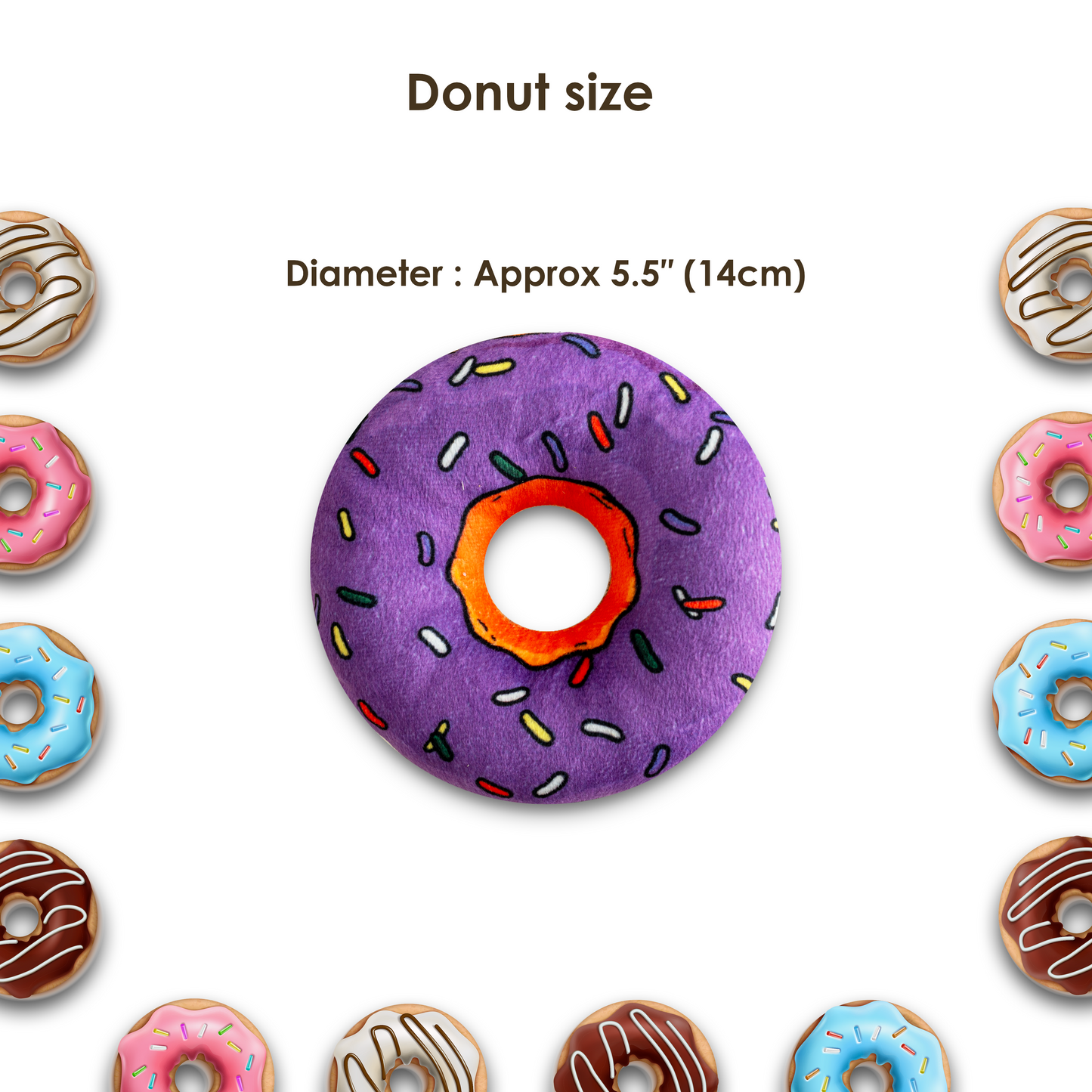 Purple donut with colorful sprinkles